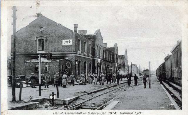 Lyck - Der Russeneinfall in Ostpreussen 1914. Bahnhof Lyck